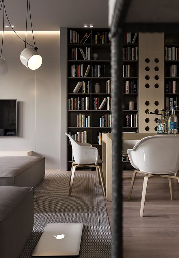 Фотография: Кухня и столовая в стиле Лофт, Квартира, Проект недели, 2 комнаты, Более 90 метров, Монолитно-кирпичный, Киевская область, Руслан Ковальчук, ЖК «Чайка», Artpartner – фото на INMYROOM