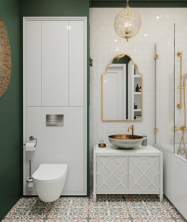 Фотография: Ванная в стиле Классический, Восточный, Эклектика, Квартира, Проект недели, Монолитный дом, 2 комнаты, 40-60 метров, 60-90 метров, Истра, Andrei Lobin Design Buro, Андрей Лобин – фото на INMYROOM