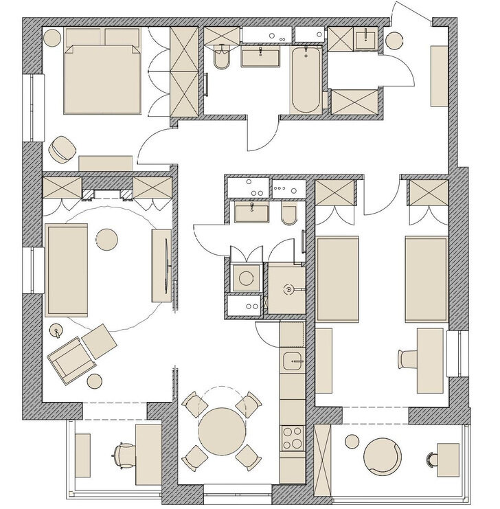 Фотография: Планировки в стиле , Современный, Квартира, Проект недели, Москва, Монолитный дом, 3 комнаты, 60-90 метров, Вероника Князева – фото на INMYROOM