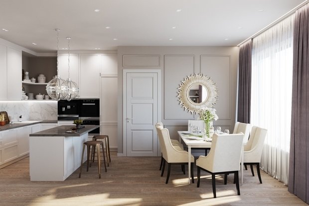 Фото из портфолио Квартира 103 кв.м. в стиле Американская классика. – фотографии дизайна интерьеров на INMYROOM