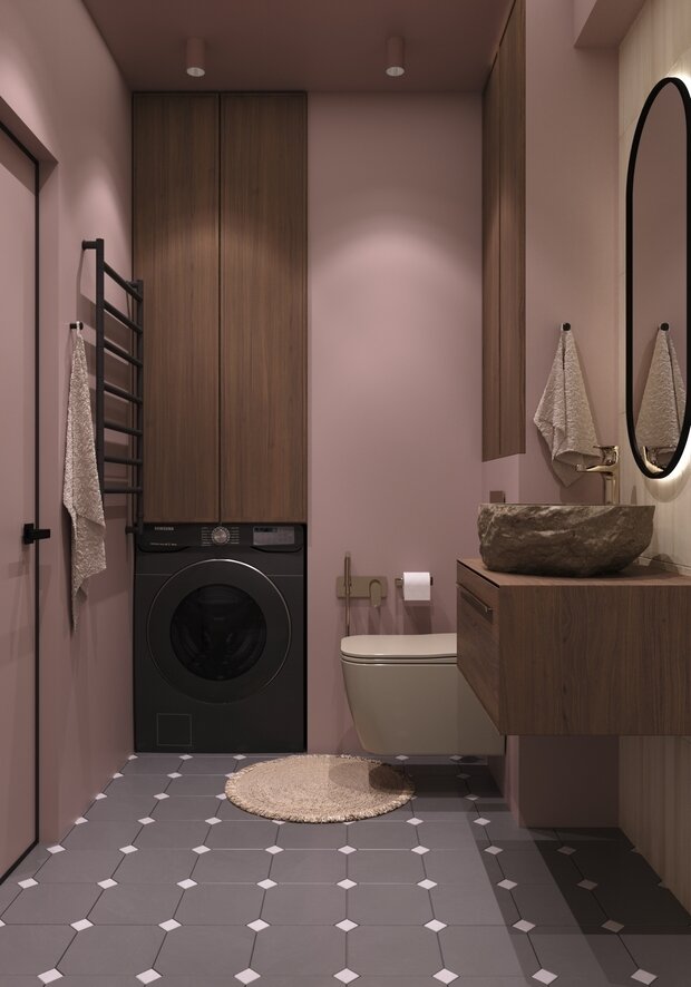 Фотография: Ванная в стиле Современный, Квартира, Проект дня, Монолитный дом, 2 комнаты, 40-60 метров, Илона Рафикова – фото на INMYROOM