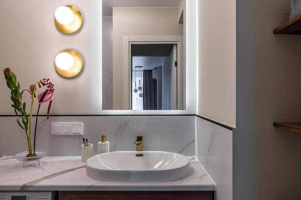 Фотография: Ванная в стиле Современный, Квартира, Проект дня, Москва, Кирпичный дом, 3 комнаты, 60-90 метров, Виктория Аз-Зари – фото на INMYROOM