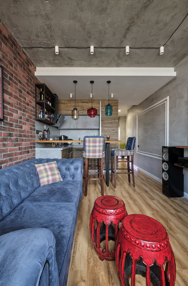Фотография: Кухня и столовая в стиле Лофт, Эклектика, Квартира, Проект недели, Москва, 1 комната, 40-60 метров, студия «Особинка», Ксения Розанцева – фото на INMYROOM