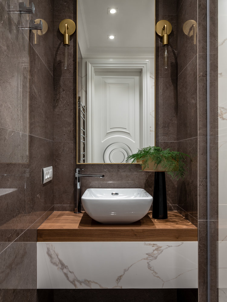 Фотография: Ванная в стиле Классический, Современный, Квартира, Проект дня, Одинцово, Мария Рублева, 3 комнаты, Более 90 метров, Эксклюзивные проекты – фото на INMYROOM