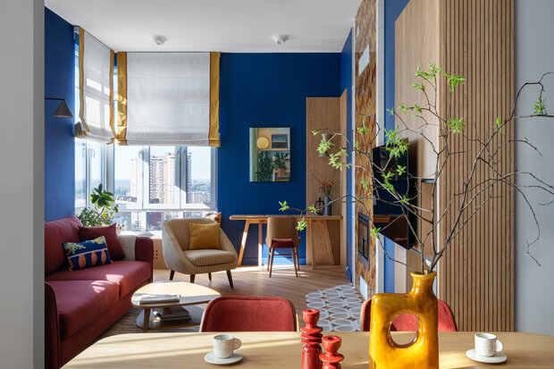 Фотография: Гостиная в стиле Современный, Эклектика, Квартира, Проект дня, Москва, 3 комнаты, Более 90 метров, Анна Малютина, ЖК «Одинград» – фото на INMYROOM