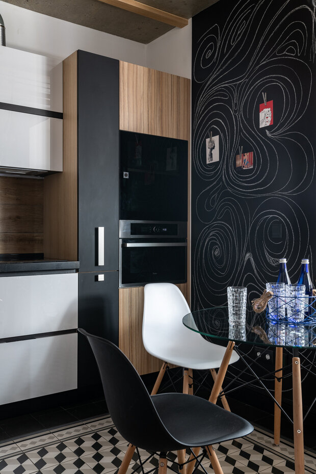 Фотография: Кухня и столовая в стиле Лофт, Современный, Эклектика, Квартира, Проект недели, Москва, 3 комнаты, 60-90 метров, Татьяна Архипова – фото на INMYROOM