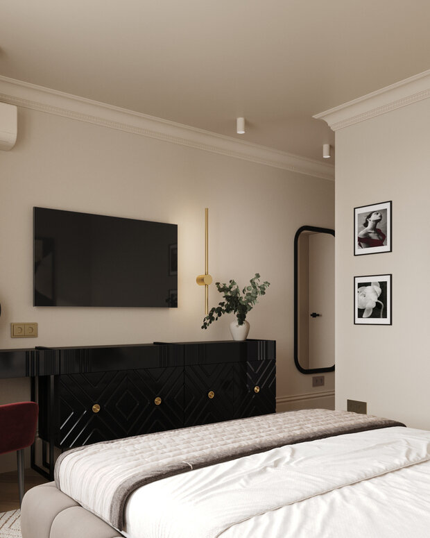 Фотография: Спальня в стиле Современный, Квартира, Проект дня, Монолитный дом, 2 комнаты, 40-60 метров, Илона Рафикова – фото на INMYROOM