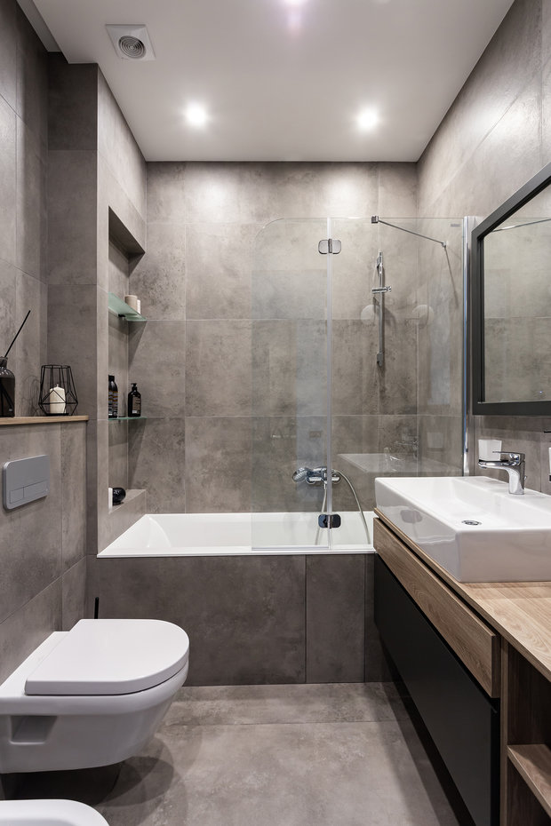 Фотография: Ванная в стиле Современный, Минимализм, Квартира, Проект недели, Москва, 3 комнаты, Более 90 метров, Светлана Гальченко – фото на INMYROOM