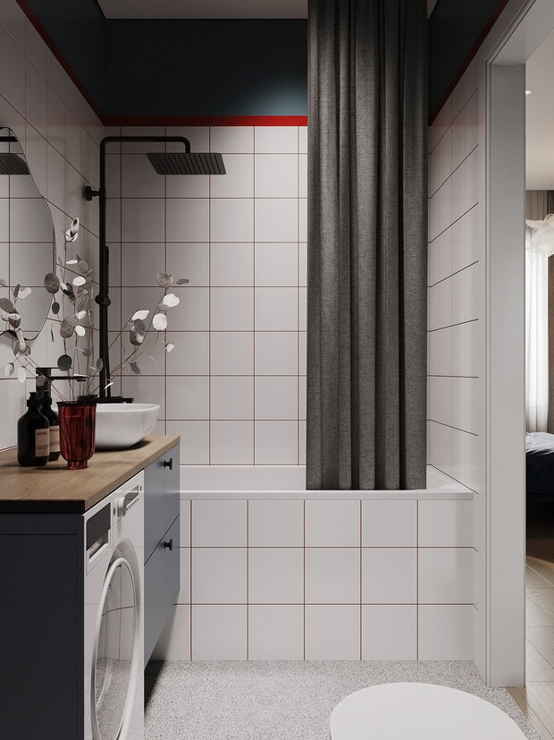 Фотография: Ванная в стиле Современный, Малогабаритная квартира, Квартира, Студия, Проект дня, Челябинск, до 40 метров, Студия Кель, Елена Кель – фото на INMYROOM