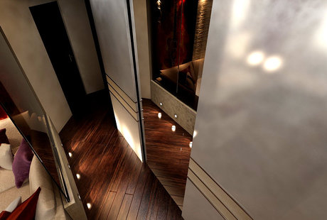 Прихожая и коридор в трехкомнатной квартире, современный стиль