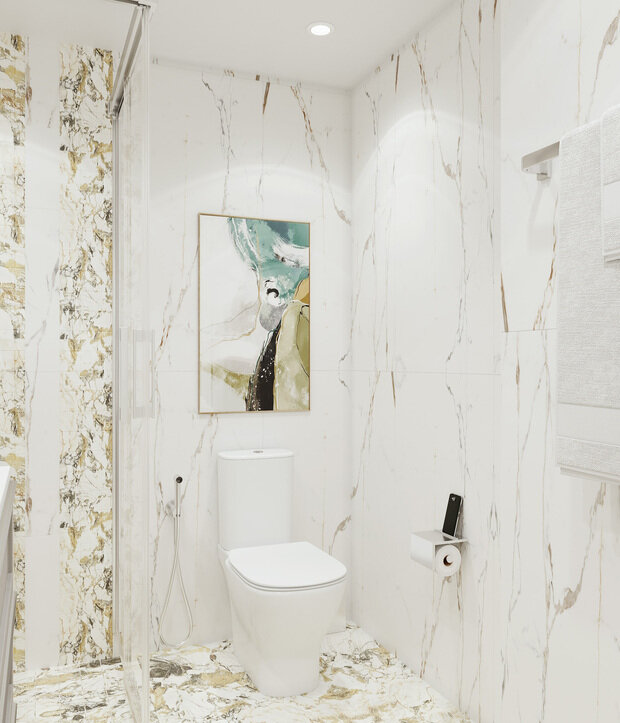 Фотография: Ванная в стиле Классический, Современный, Эклектика, Квартира, Проект недели, Москва, Хрущевка, Кирпичный дом, 3 комнаты, 40-60 метров, Ольга Пушкарева – фото на INMYROOM