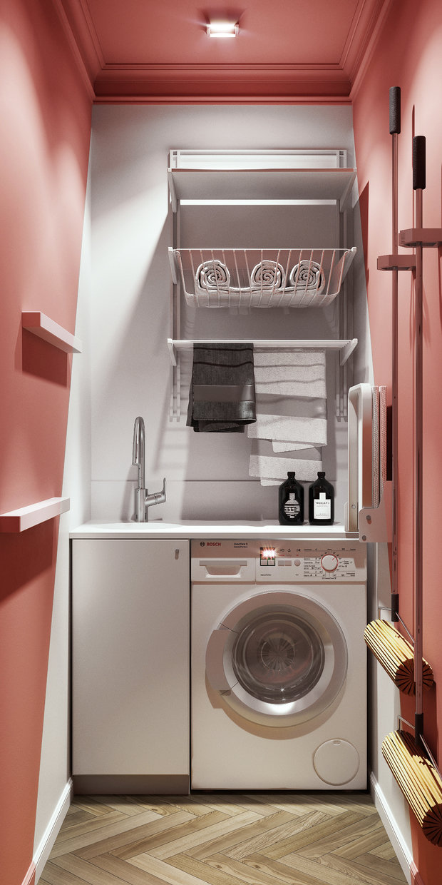 Фотография: Ванная в стиле Современный, Кухня и столовая, Гостиная, Спальня, Квартира, Студия, Белый, Проект недели, Зеленый, Желтый, 40-60 метров, ПРЕМИЯ INMYROOM – фото на INMYROOM