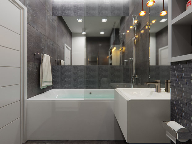 Фотография: Ванная в стиле Современный, Хай-тек, Квартира, Студия, Проект недели, Красногорск, до 40 метров, ArtBaza design studio – фото на INMYROOM