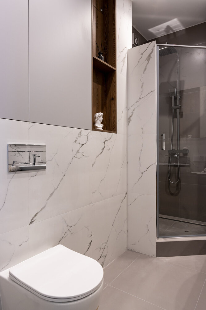 Фотография: Ванная в стиле Современный, Минимализм, Малогабаритная квартира, Квартира, Проект дня, Санкт-Петербург, Кирпичный дом, 2 комнаты, до 40 метров, Zoom Room – фото на INMYROOM Фотография: Ванная в стиле Современный, Минимализм, Малогабаритная квартира, Квартира, Проект дня, Санкт-Петербург, Кирпичный дом, 2 комнаты, до 40 метров, Zoom Room – фото на INMYROOM