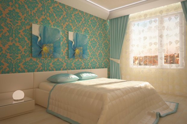 Фото из портфолио Бирюзовая спальня – фотографии дизайна интерьеров на INMYROOM