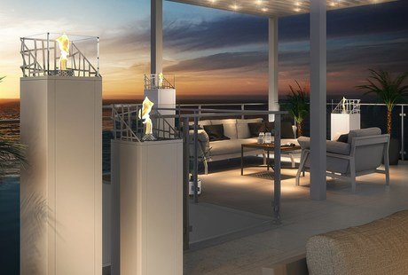 Гостиная. Терраса. Биокамины Decoflame подходят для дома и улицы
