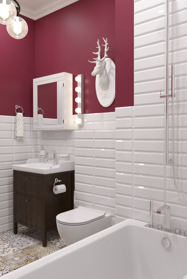 Фотография: Ванная в стиле Скандинавский, Квартира, Студия, Проект недели, Сургут, новостройка, кухня в нише, Диляра Сайфутдинова, Монолитный дом, 40-60 метров – фото на INMYROOM