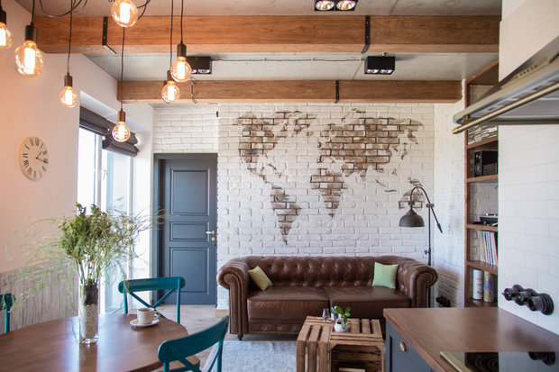Фотография: Гостиная в стиле Лофт, Квартира, Украина, Проект недели, Монолитный дом, 3 комнаты, 60-90 метров, Роман Луценко, Днепр – фото на INMYROOM