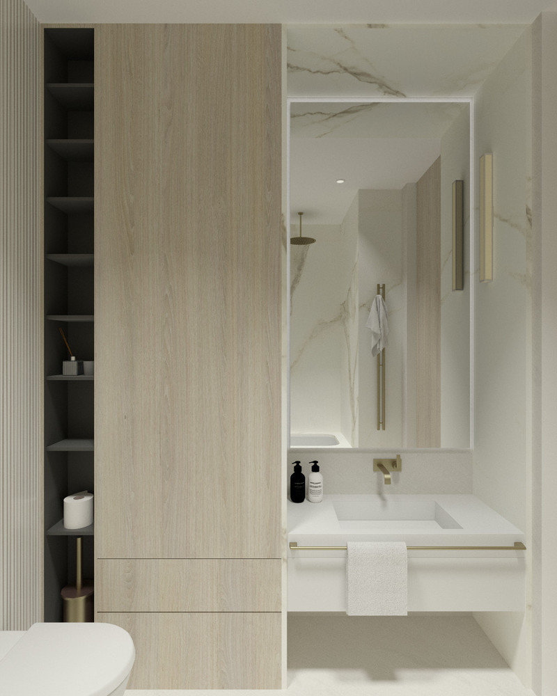 Фотография: Ванная в стиле Минимализм, Современный, Декор интерьера, Квартира, Советы, Москва, 3 комнаты, Более 90 метров, DSGN HUB, Нина Воинова – фото на INMYROOM Фотография: Ванная в стиле Минимализм, Современный, Декор интерьера, Квартира, Советы, Москва, 3 комнаты, Более 90 метров, DSGN HUB, Нина Воинова – фото на INMYROOM