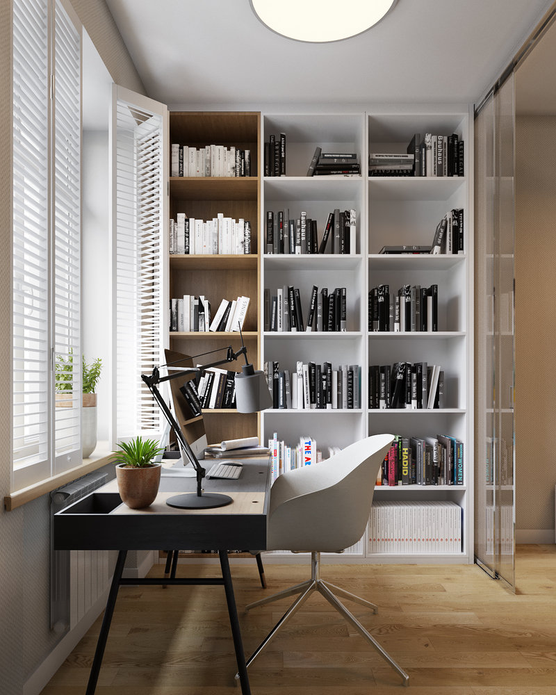 Фотография: Кабинет в стиле Современный, Квартира, Проект дня, Москва, Студия 3.14, Сталинка, 3 комнаты, 60-90 метров, Марина Козлякова – фото на INMYROOM