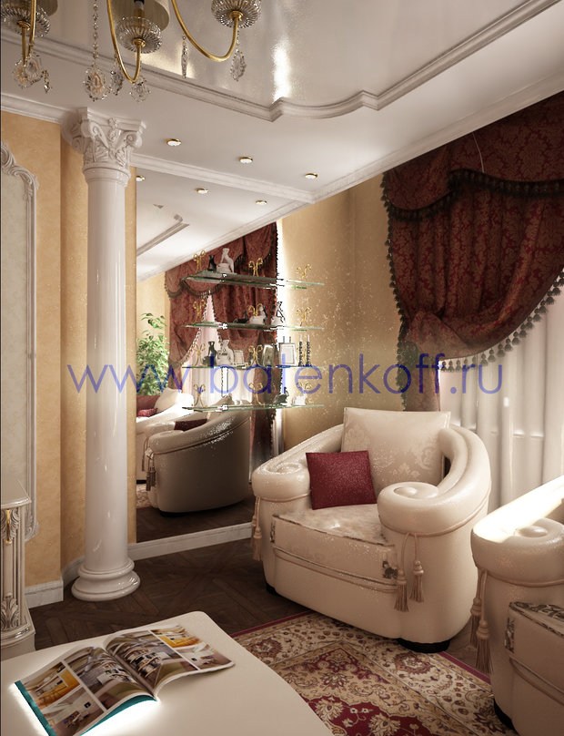 Фото из портфолио Дизайн проект гостиной в классическом стиле на Юмашева от дизайн студии Батенькофф. – фотографии дизайна интерьеров на InMyRoom.ru