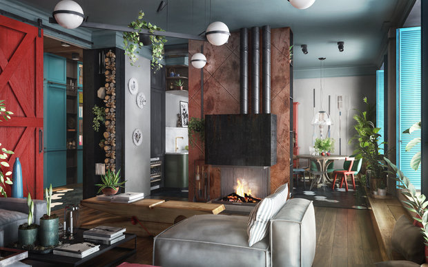 Фотография: Гостиная в стиле Лофт, Квартира, Проект недели, Санкт-Петербург, Samsung, ToTaste Studio, 4 и больше, Более 90 метров, Монолитно-кирпичный, энциклопедия_интерьер, Максим Жуков, the frame – фото на INMYROOM