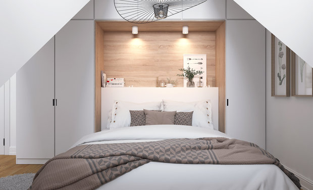 Фото из портфолио Трехкомнатная квартира на мансардном этаже. – фотографии дизайна интерьеров на INMYROOM