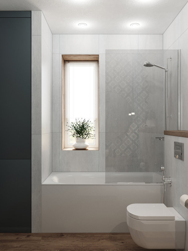 Фотография: Ванная в стиле Скандинавский, Проект недели, Бежевый, Серый, ПРЕМИЯ INMYROOM – фото на INMYROOM