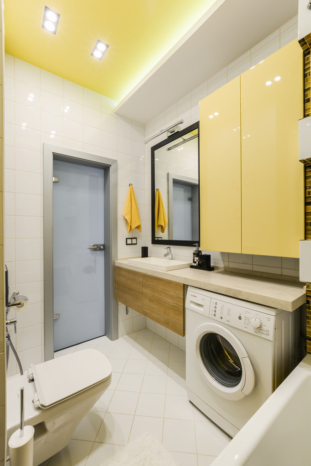 Фотография: Ванная в стиле Современный, Квартира, Проект недели, Подмосковье, Московская область, Малаховка, Светлана Юркова, 2 комнаты, 60-90 метров, Монолитно-кирпичный, Люберцы, ЖК «Малахит» – фото на INMYROOM