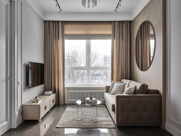 Фотография: Гостиная в стиле Классический, Современный, Квартира, Проект недели, Москва, Лидия Большакова, NW-Interior, 3 комнаты, 60-90 метров – фото на INMYROOM