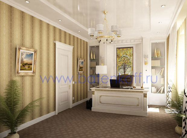 Фото из портфолио Дизайн проект кабинета в классическом стиле от Батенькофф в таунхаусе в Екатеринбурге.  – фотографии дизайна интерьеров на InMyRoom.ru
