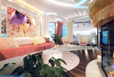 Яркий дизайн четырехкомнатной квартиры