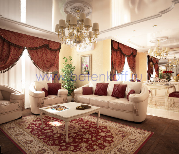 Фото из портфолио Дизайн проект гостиной в классическом стиле на Юмашева от дизайн студии Батенькофф. – фотографии дизайна интерьеров на InMyRoom.ru