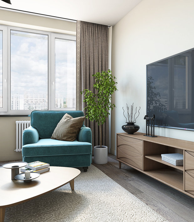 Фотография: Гостиная в стиле Современный, Квартира, Проект недели, Москва, 4 и больше, Более 90 метров, Манана Хучуа – фото на INMYROOM