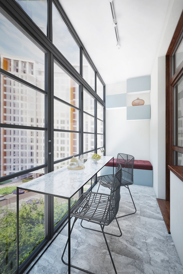 Фотография: Балкон в стиле Скандинавский, Современный, Квартира, Минимализм, Проект недели, Москва, 1 комната, 40-60 метров, Монолитно-кирпичный, Манана Хучуа, ЖК «на Симоновском» – фото на INMYROOM