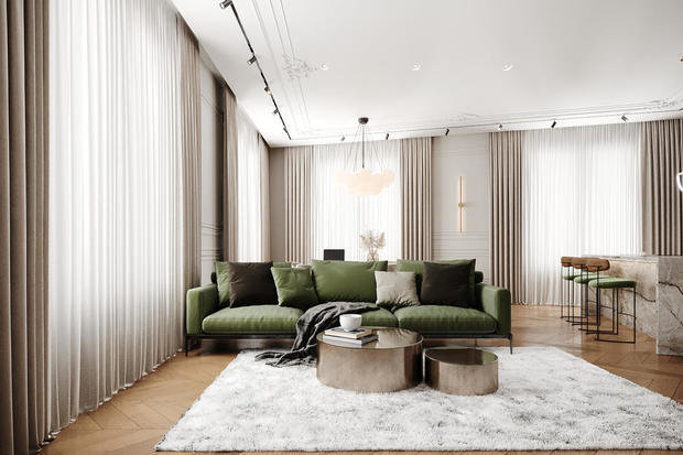 Фото из портфолио Cветлый интерьер в стиле современная классика в ЖК Neva Haus - 177 кв. метров – фотографии дизайна интерьеров на INMYROOM