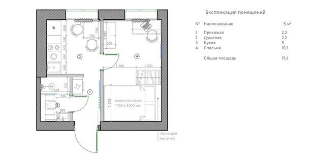 Фотография: Планировки в стиле , Малогабаритная квартира, Квартира, Проект дня, Москва, Хрущевка, 1 комната, до 40 метров, скандинавский с элементами минимализма, Лидия Непреенко – фото на INMYROOM