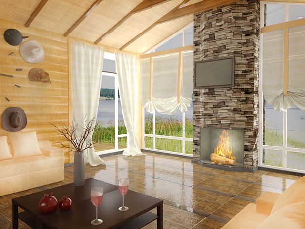 Фото из портфолио Реализованный проект: Коттедж с каминным залом. п.Бурмистрово – фотографии дизайна интерьеров на INMYROOM