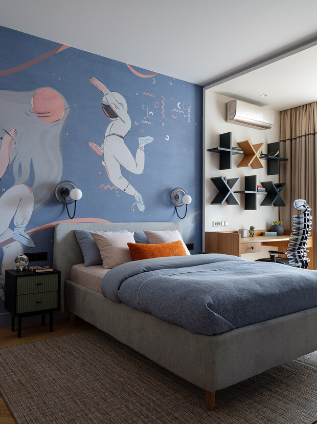 Фотография: Детская в стиле Современный, Квартира, Проект дня, Москва, 4 и больше, Более 90 метров, Индивидуальный проект, обновить интерьер, современные интерьеры, дизайн 2025 – фото на INMYROOM