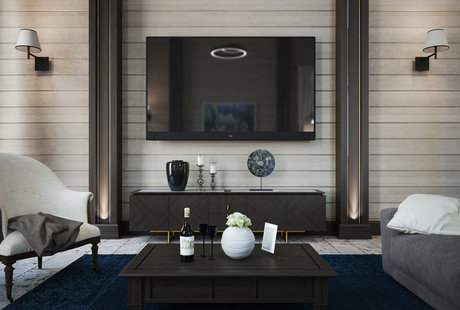 Интерьер двухуровневой гостиной / Interior living room