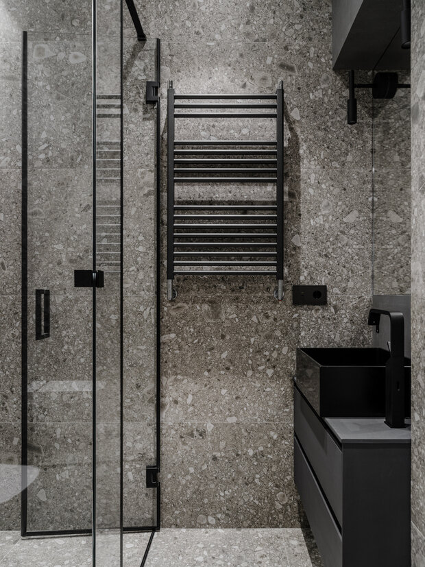 Фотография: Ванная в стиле Современный, Квартира, Проект дня, Москва, Кирпичный дом, 4 и больше, Более 90 метров, Валерия Исакова, Мария Куркова – фото на INMYROOM