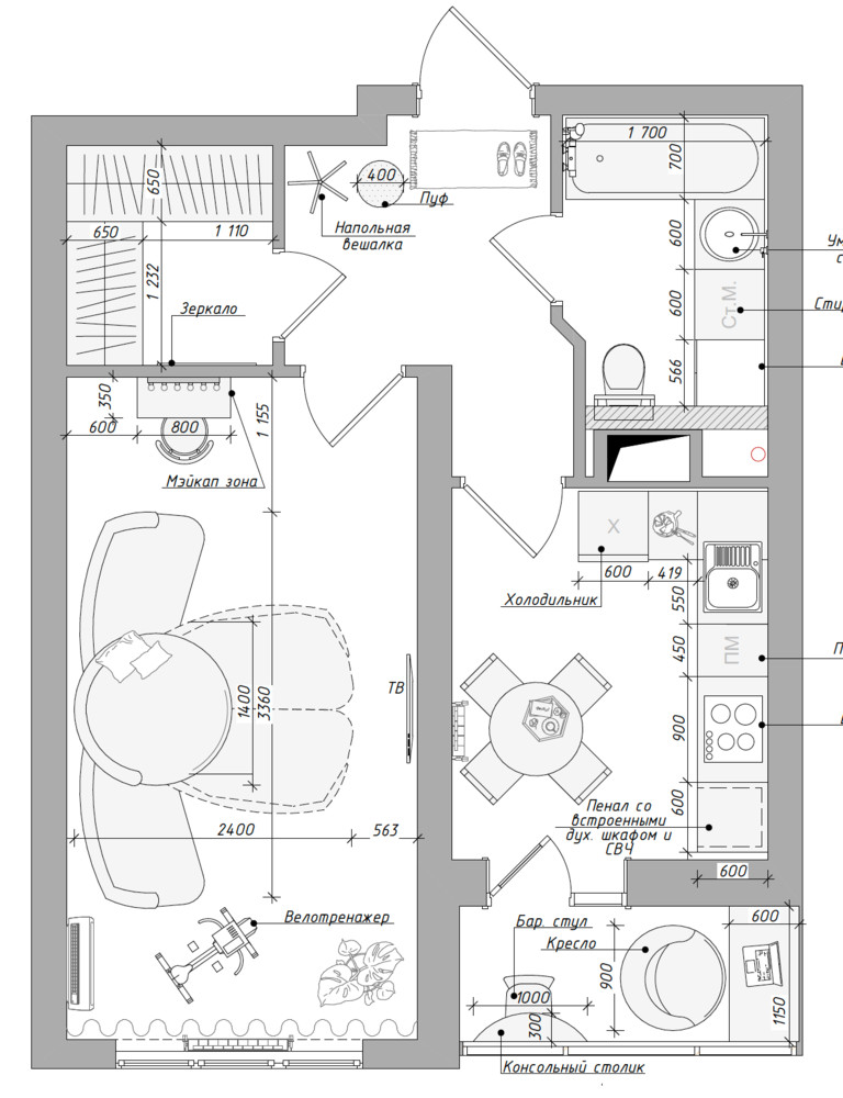 Фотография: Планировки в стиле , Современный, Квартира, Проект недели, 1 комната, 40-60 метров, Саратов, Mikhailova Design, Мария Михайлова – фото на INMYROOM Фотография: Планировки в стиле , Современный, Квартира, Проект недели, 1 комната, 40-60 метров, Саратов, Mikhailova Design, Мария Михайлова – фото на INMYROOM