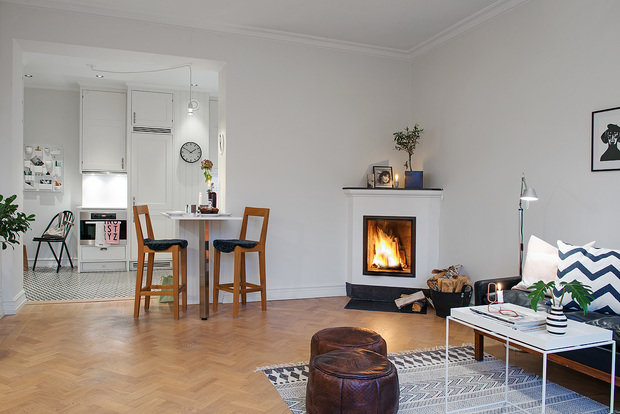 Фотография: Гостиная в стиле Скандинавский, Малогабаритная квартира, Квартира, Дома и квартиры – фото на INMYROOM