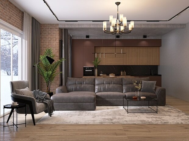 Фото из портфолио Кухня гостиная в стиле Лофт – фотографии дизайна интерьеров на INMYROOM