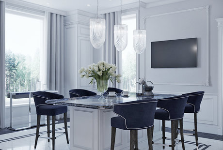 Кухня в холодных тонах