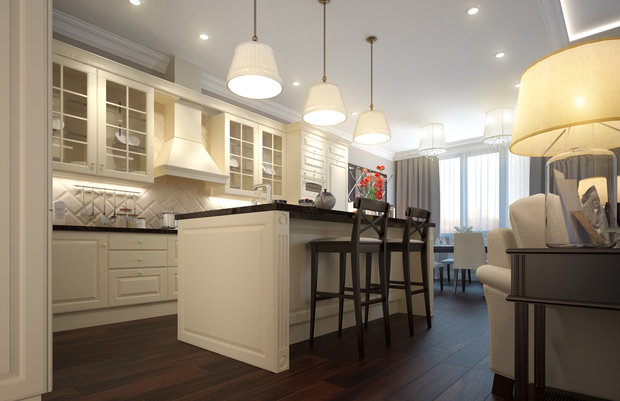 Фото из портфолио Дизайн-проект квартиры с просторной гостиной – фотографии дизайна интерьеров на INMYROOM