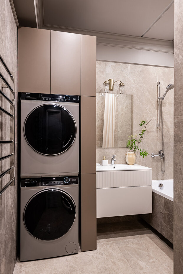 Фотография: Ванная в стиле Современный, Минимализм, Квартира, Проект дня, 2 комнаты, 40-60 метров, Анна Жижайкина, современный с элементами неоклассики – фото на INMYROOM