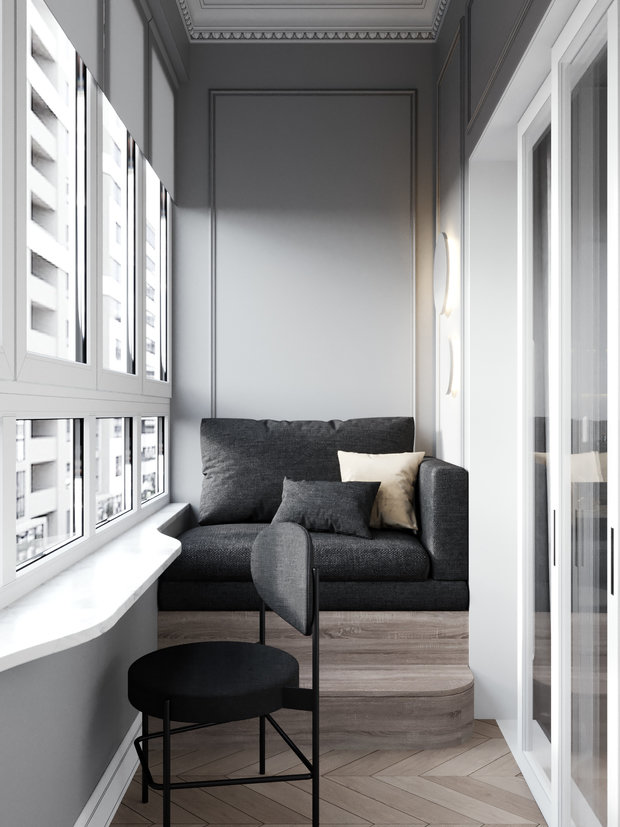 Фотография: Балкон в стиле Современный, Классический, Квартира, Проект недели, 2 комнаты, 40-60 метров, Ирина Горячко, Mood Interior – фото на INMYROOM