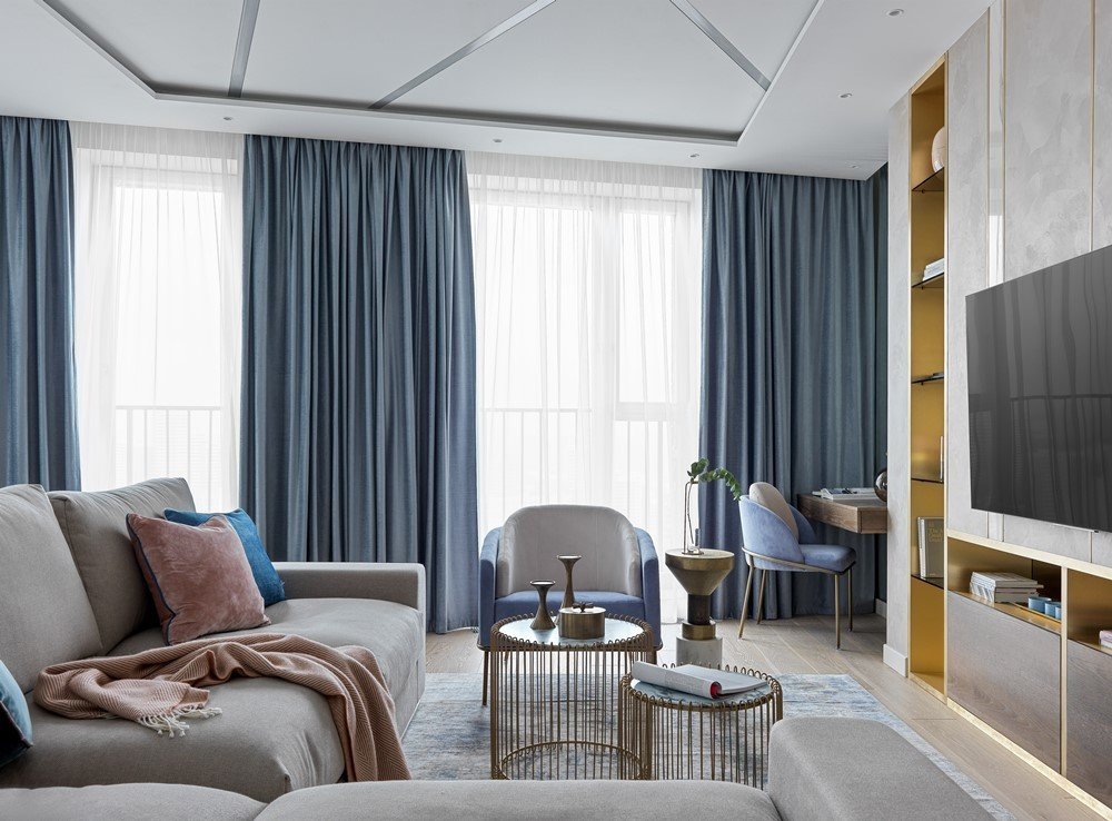 Фотография: Гостиная в стиле Современный, Квартира, Проект недели, Москва, Мария Рублева, 4 и больше, Более 90 метров, #эксклюзивныепроекты – фото на INMYROOM