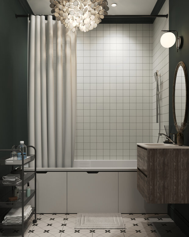 Фотография: Ванная в стиле Скандинавский, Современный, Квартира, Проект дня, Санкт-Петербург, 3 комнаты, 60-90 метров, современный с элементами классики и французского стиля, Гера Остин, Анна Лаковская – фото на INMYROOM